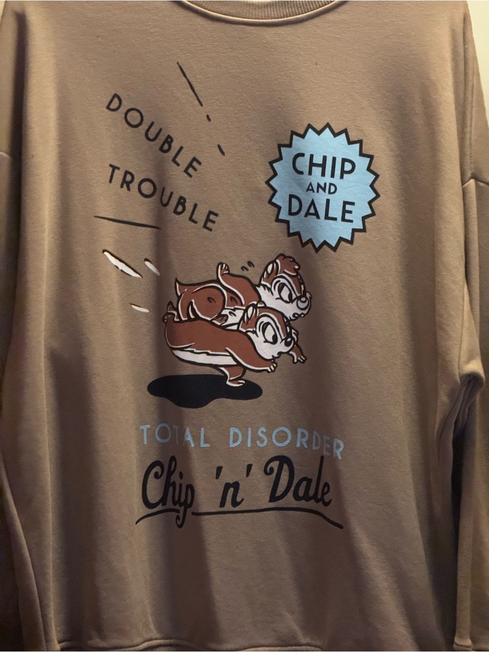 Chip 'n' Dale Taupe Graphic Crewneck Sweatshirt
